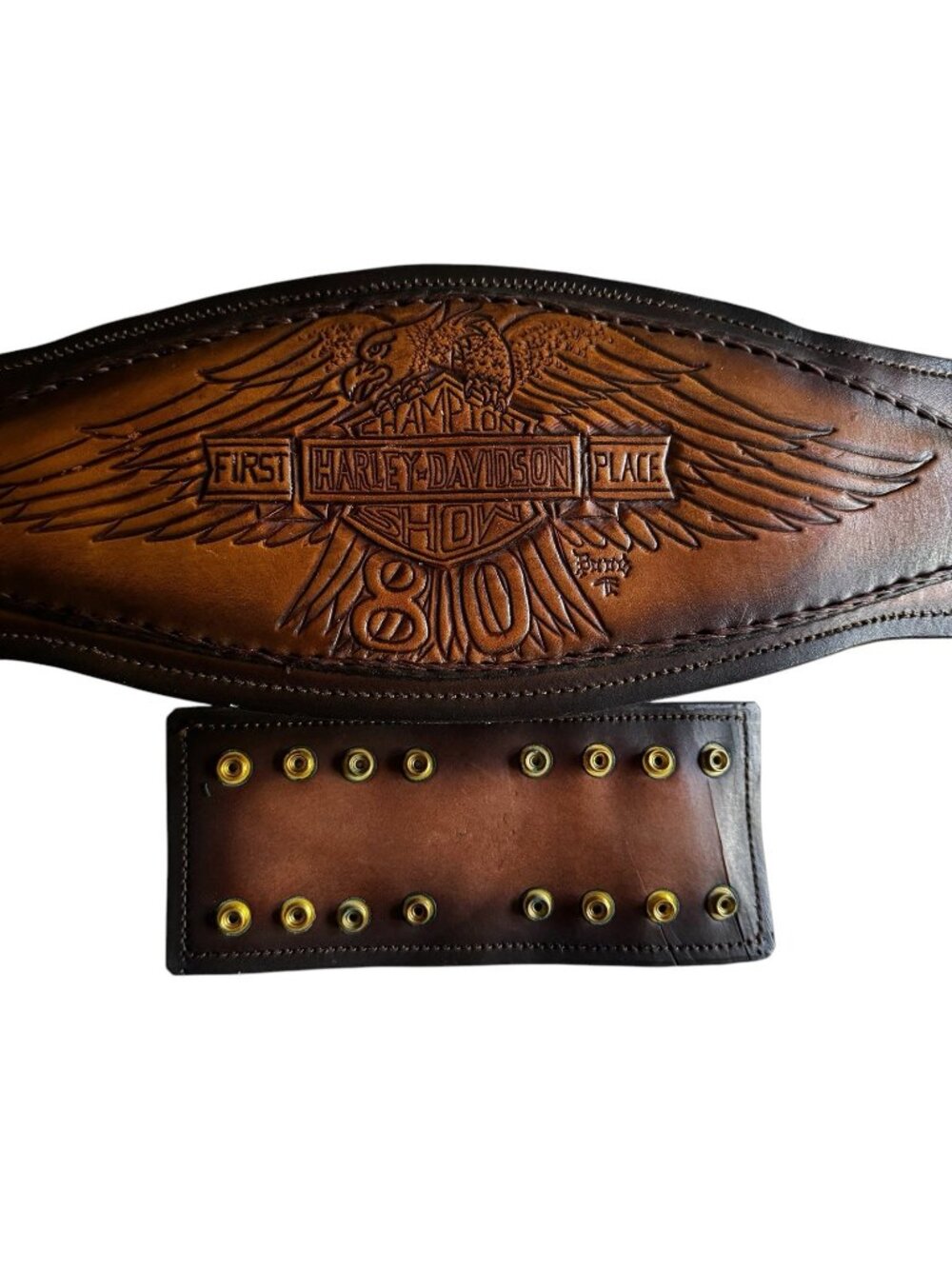 Vintage Harley Davidson 1980 Champion show  Leather Kidney Belt  hand tooled